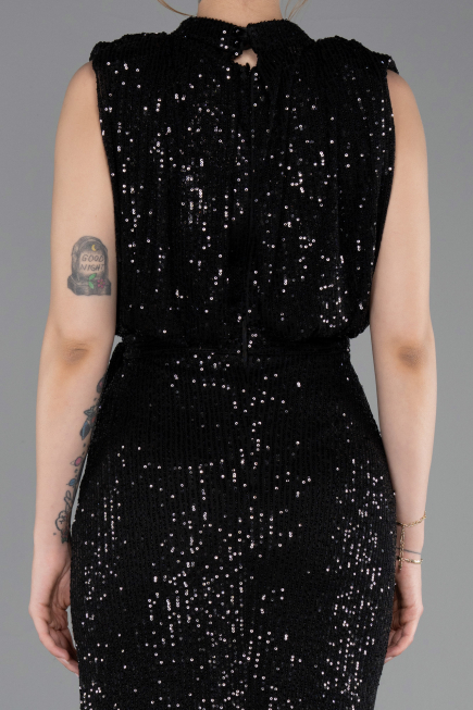 Long Black Scaly Evening Dress ABU2752
