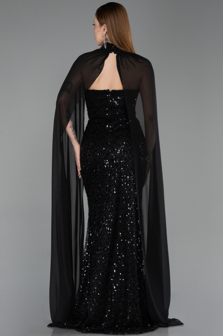 Long Black Beaded Evening Dress ABU6236
