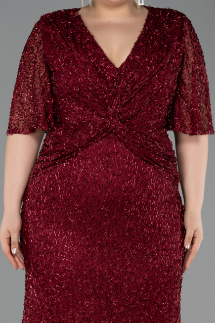 Burgundy Long Plus Size Evening Gown ABU4542