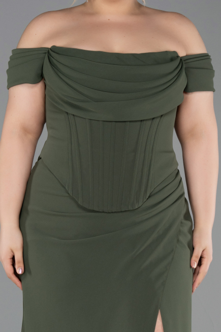 Long Olive Drab Plus Size Prom Dress ABU6246
