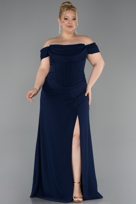 Long Navy Blue Plus Size Prom Dress ABU6246