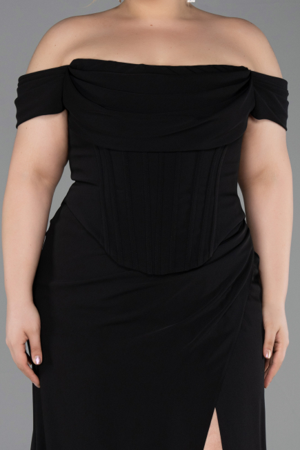 Long Black Plus Size Prom Dress ABU6246