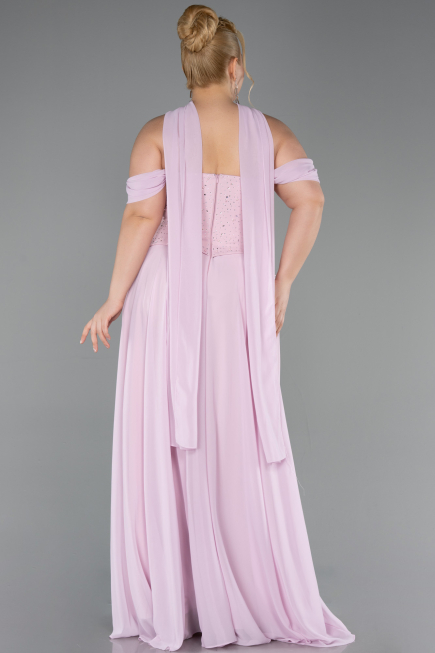Long Powder Color Chiffon Large Size Dress ABU6247