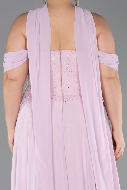 Long Powder Color Chiffon Large Size Dress ABU6247
