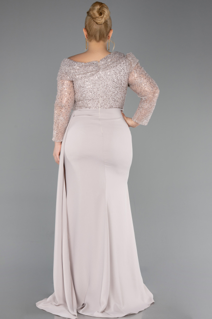 Long Beige Formal Plus Size Dress ABU6213
