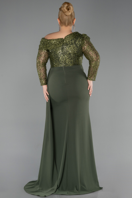 Long Olive Drab Formal Plus Size Dress ABU6213
