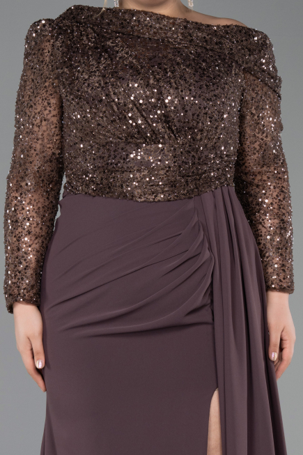 Long Brown Formal Plus Size Dress ABU6213