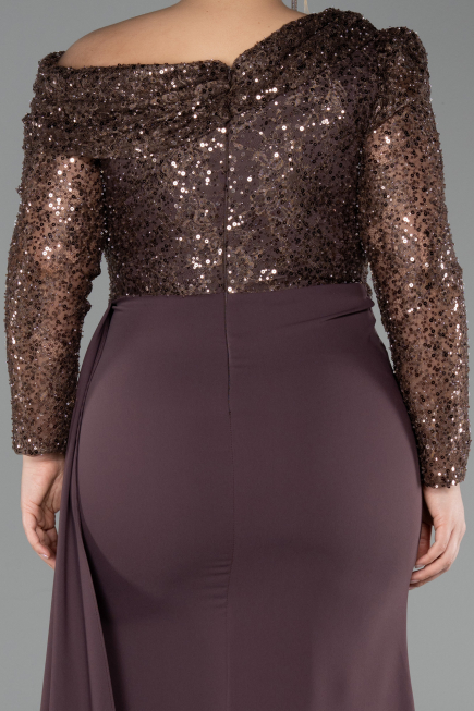 Long Brown Formal Plus Size Dress ABU6213