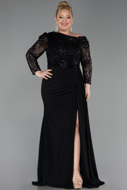 Long Black Formal Plus Size Dress ABU6213