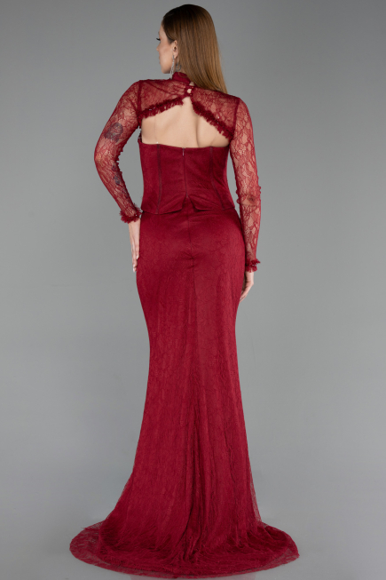 Long Burgundy Dantelle Evening Dress ABU6207