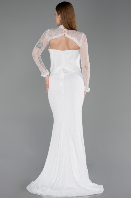 Long White Dantelle Evening Dress ABU6207