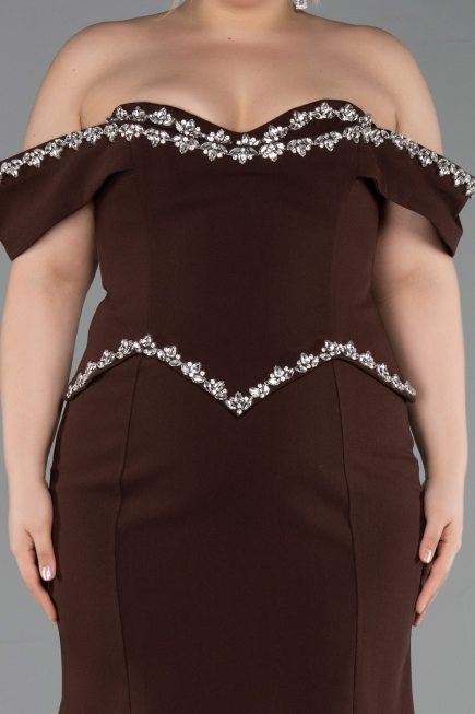 Long Brown Plus Size Evening Gown ABU6199