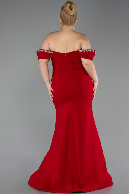 Long Red Plus Size Evening Gown ABU6199