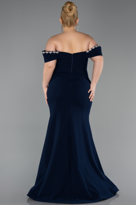 Long Navy Blue Plus Size Evening Gown ABU6199