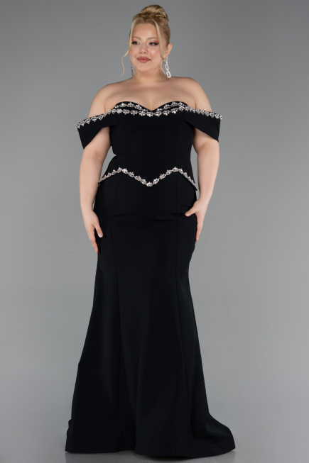 Long Black Plus Size Evening Gown ABU6199