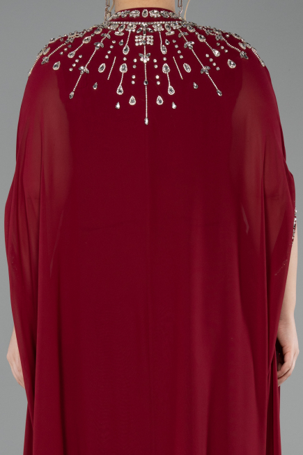 Burgundy Long Chiffon Plus Size Evening Gown ABU5845