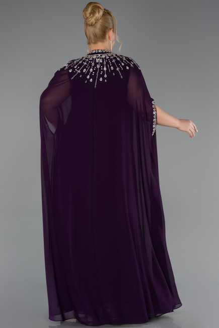 Dark Purple Long Chiffon Plus Size Evening Gown ABU5845