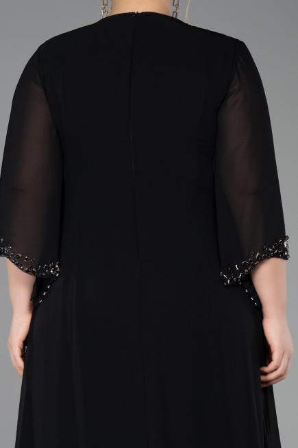 Long Black Chiffon Plus Size Evening Gown ABU6177