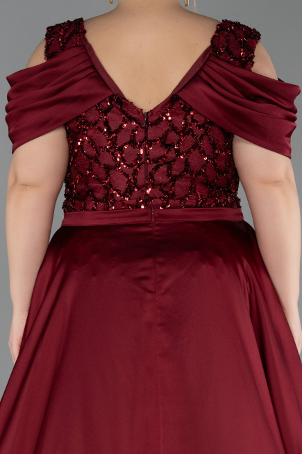 Long Burgundy Scaly Plus Size Evening Dress ABU6257