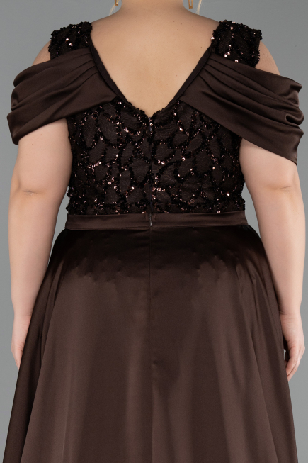 Long Brown Scaly Plus Size Evening Dress ABU6257