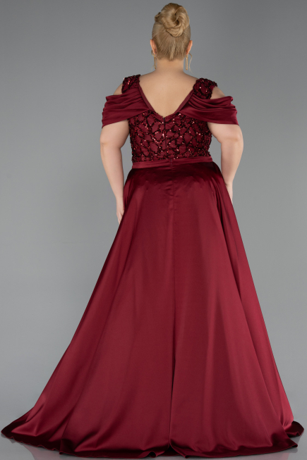 Long Burgundy Scaly Plus Size Evening Dress ABU6257