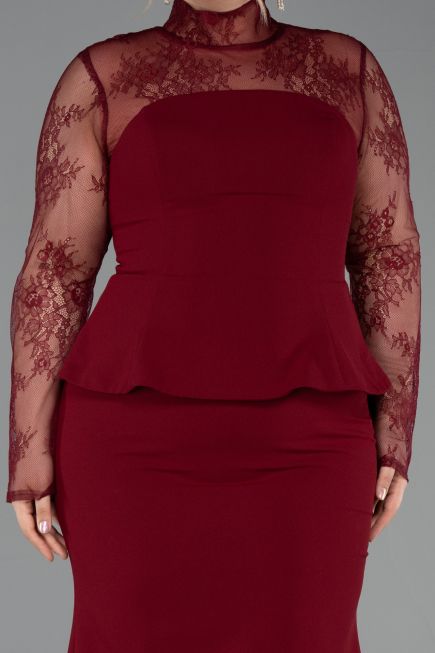 Long Burgundy Plus Size Evening Dress ABU6195