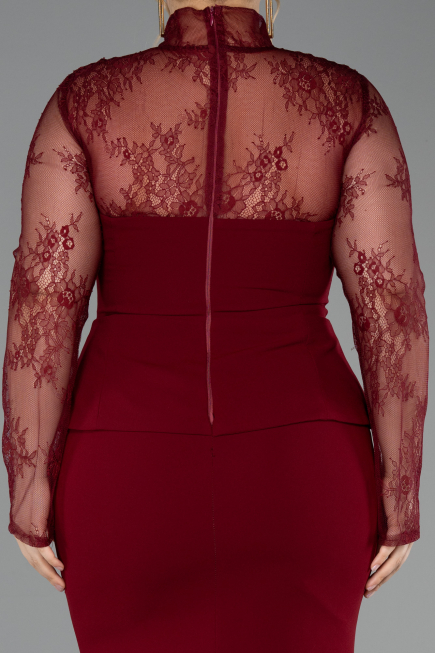 Long Burgundy Plus Size Evening Dress ABU6195
