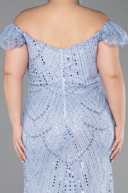 Long Indigo Beaded Formal Plus Size Dress ABU5548