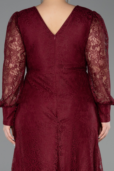 Long Burgundy Dantelle Plus Size Evening Dress ABU6272