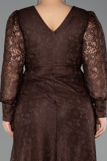 Long Brown Dantelle Plus Size Evening Dress ABU6272