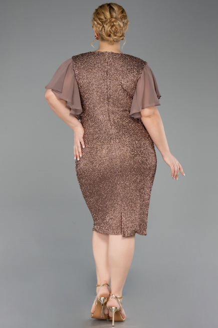 Midi Copper Beaded Plus Size Cocktail Dress ABK2642