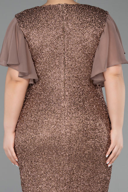 Midi Copper Beaded Plus Size Cocktail Dress ABK2642