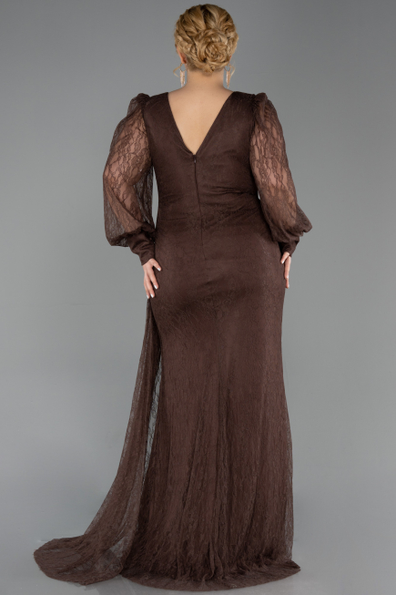 Long Brown Dantelle Plus Size Evening Gown ABU6283