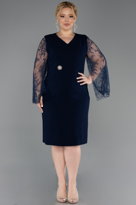 Midi Navy Blue Plus Size Cocktail Dress ABK2646
