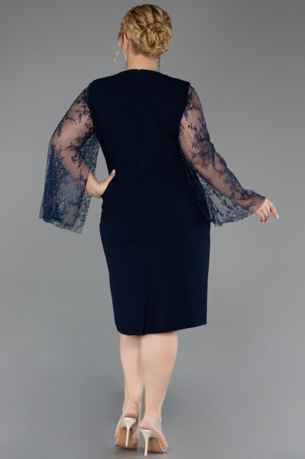 Midi Navy Blue Plus Size Cocktail Dress ABK2646