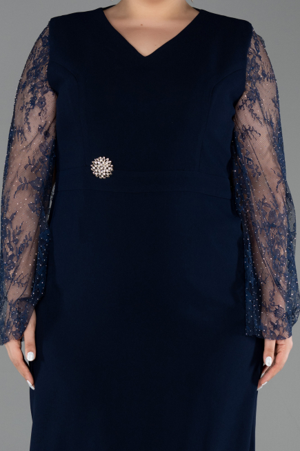 Midi Navy Blue Plus Size Cocktail Dress ABK2646