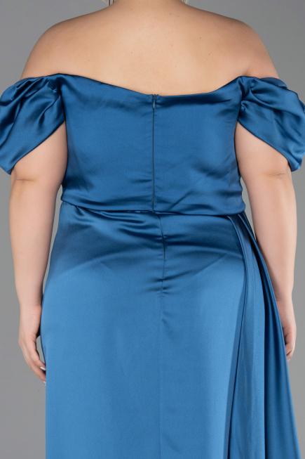 Oil Green Long Satin Plus Size Evening Dress ABU1626
