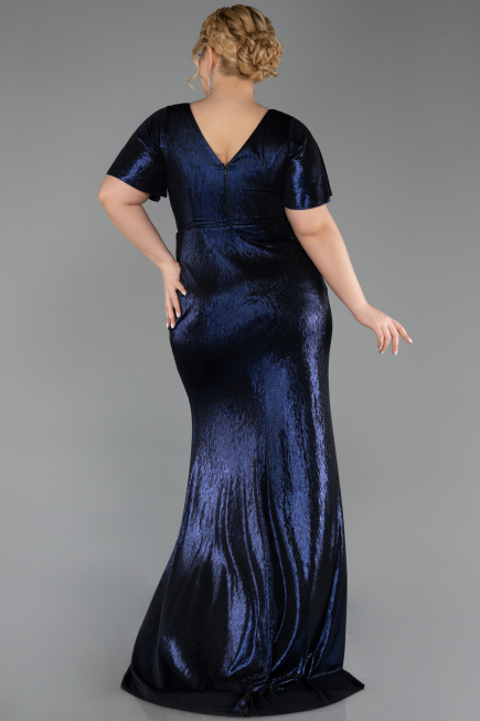 Long Navy Blue Plus Size Evening Gown ABU6281
