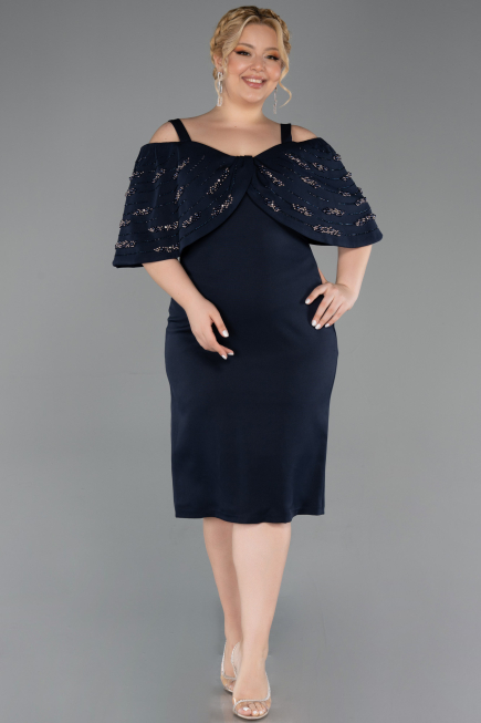 Midi Navy Blue Plus Size Cocktail Dress ABK2660