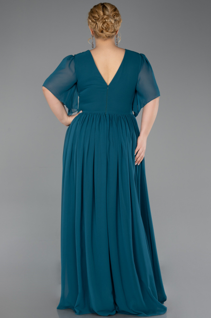 Long Green Chiffon Plus Size Evening Gown ABU6309