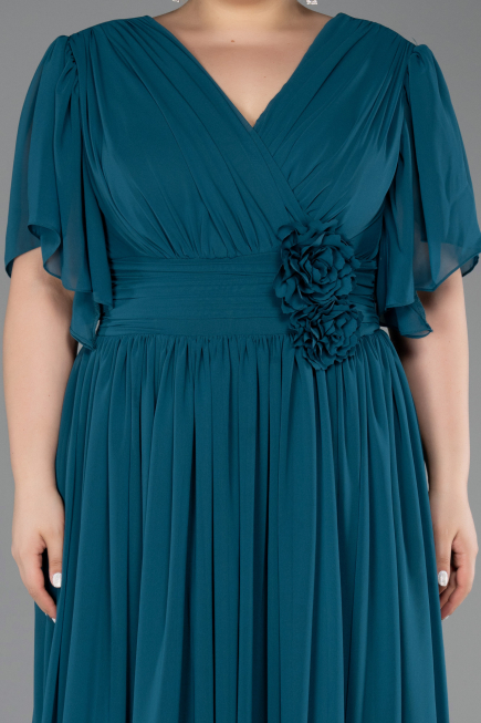 Long Green Chiffon Plus Size Evening Gown ABU6309