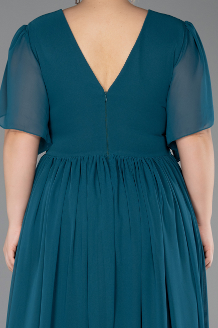 Long Green Chiffon Plus Size Evening Gown ABU6309
