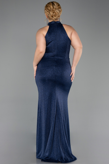 Long Navy Blue Plus Size Evening Gown ABU6311