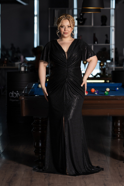 Long Black Plus Size Evening Gown ABU6281