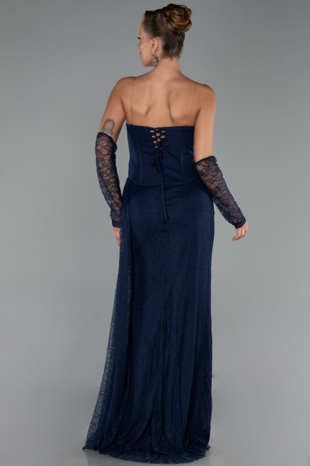 Long Navy Blue Dantelle Evening Dress ABU6319