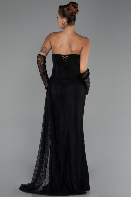 Long Black Dantelle Evening Dress ABU6319