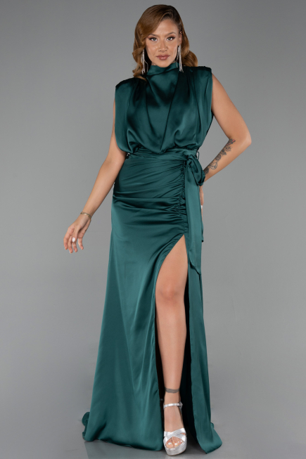 Long Emerald Green Satin Evening Dress ABU2133