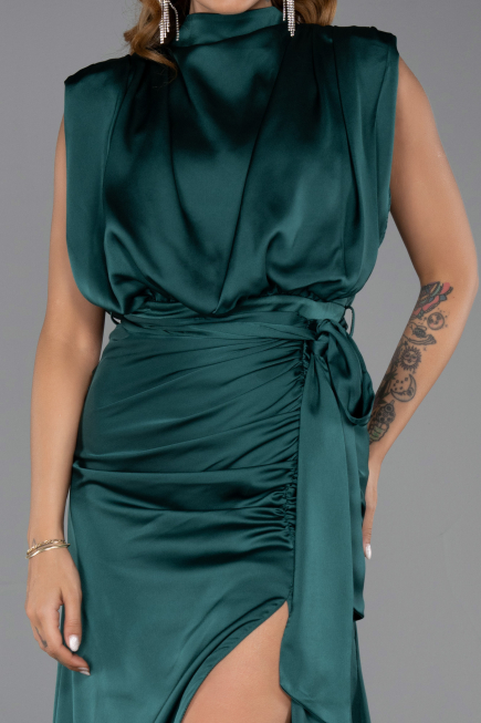 Long Emerald Green Satin Evening Dress ABU2133
