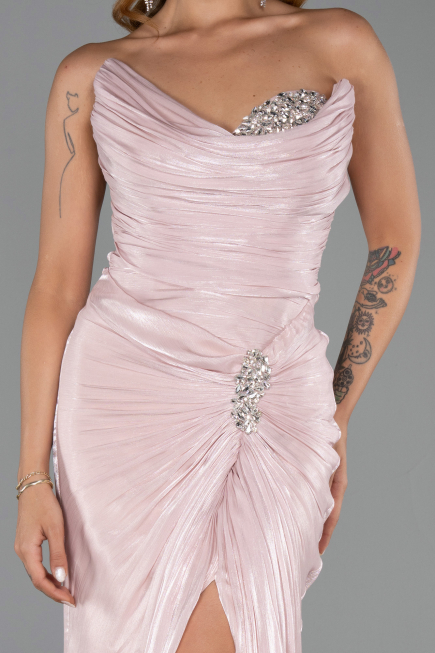 Long Powder Color Chiffon Evening Dress ABU6336