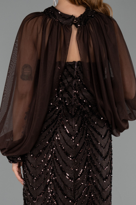 Long Brown Scaly Plus Size Evening Dress ABU6328